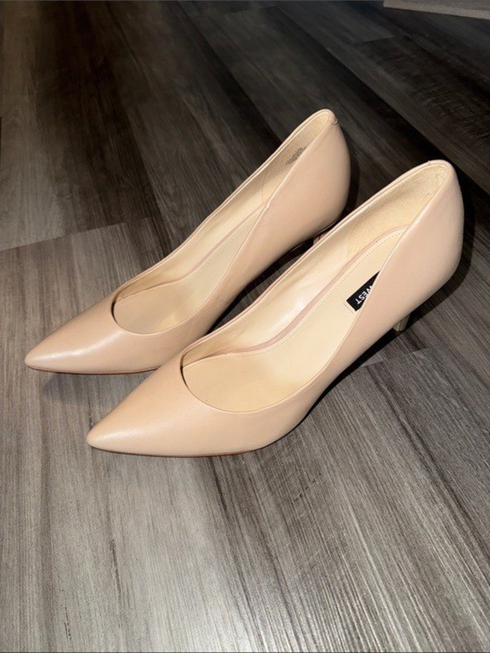 Nine West Tatiana Pointy Toe Pumps Nude Tan Leather